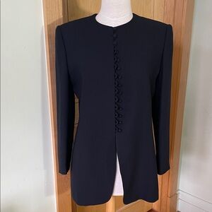 🇨🇦 JONES NEW YORK Vintage Black Women's Wool Blend Button-Front Jacket, Size 6